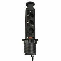 Блок розеток выдвижной 3 розетки (Schuko), max 3500W, 250V, max 16A с проводом 1,8м с вилкой , черный — купить оптом и в розницу в интернет магазине GTV-Meridian.